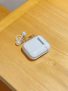 Simple Aluminum Heart-Shaped Pearl Protective Case Compatible With Apple Earphones - Clear - View 3