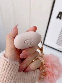 Fluffy Pom-Pom Decor Airpods Case - Dusty Pink - View 3