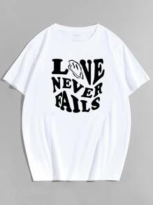 男士標語和表情圖案T恤 - 白色 - 查看 1