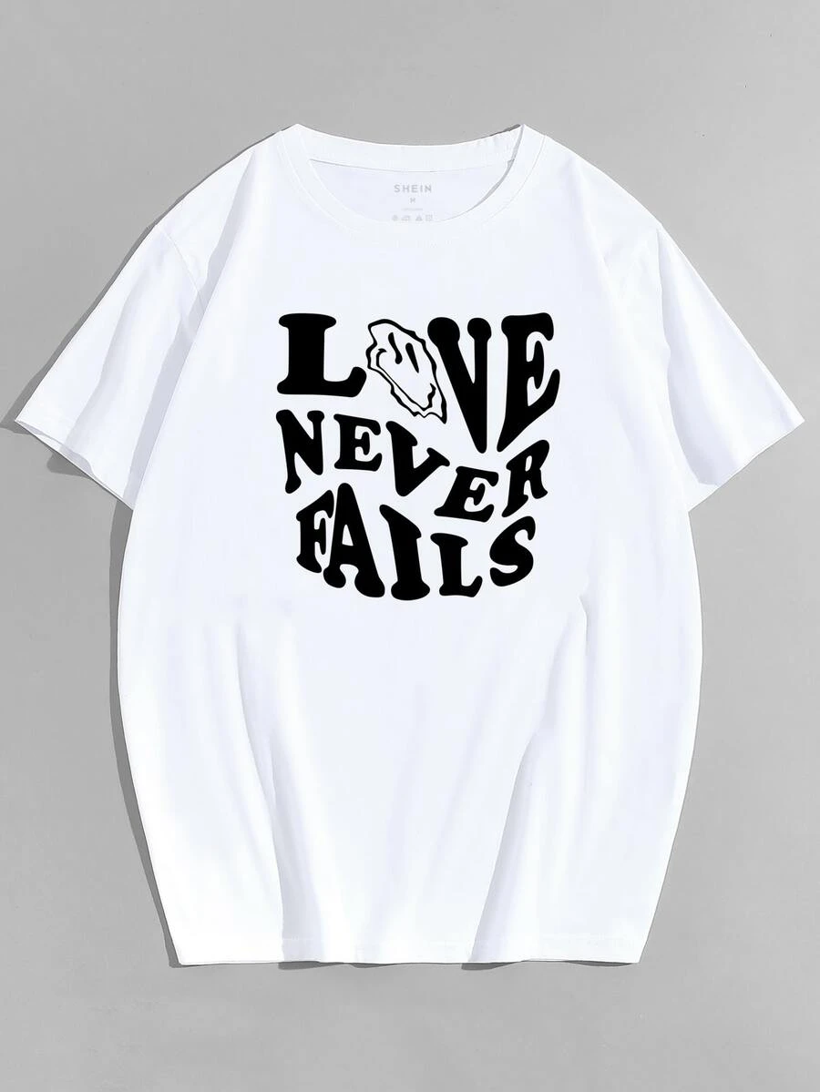 男士標語和表情圖案T恤 - 白色 - 查看 1