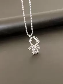 Vòng cổ quyến rũ dành cho nam giới thời trang và phổ biến Phi hành gia bằng thép không gỉ để làm quà tặng trang sức và cho vẻ ngoài sành điệu - Bạc - Xem 4