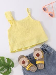 Toddler Girl Tank Tops & Camis Viên lá sen màu trơn Dễ thương - Màu vàng - Xem 2