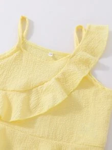 Toddler Girl Tank Tops & Camis Viên lá sen màu trơn Dễ thương - Màu vàng - Xem 3