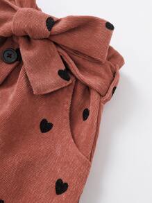 小女童愛心圖案紙袋腰腰帶燈芯絨半身裙 - 鏽棕色 - 查看 4