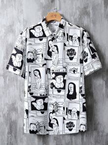 Manfinity EMRG Men Figure Graphic Shirt - Black and White - View 1