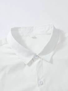 Manfinity Homme Nam Chữ Miếng Dán Chi Tiết Cắt May Áo Sơ Mi Không Có Áo Phông, Tay Ngắn Cài Nút Màu Khối Áo Sơ Mi Golf, Quà Tặng Bạn Trai - Xám - Xem 4