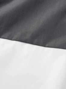 Manfinity Homme Nam Chữ Miếng Dán Chi Tiết Cắt May Áo Sơ Mi Không Có Áo Phông, Tay Ngắn Cài Nút Màu Khối Áo Sơ Mi Golf, Quà Tặng Bạn Trai - Xám - Xem 5