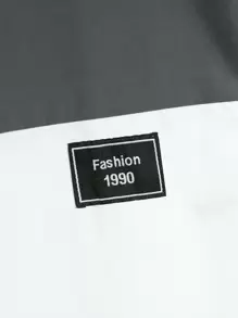 Manfinity Homme Nam Chữ Miếng Dán Chi Tiết Cắt May Áo Sơ Mi Không Có Áo Phông, Tay Ngắn Cài Nút Màu Khối Áo Sơ Mi Golf, Quà Tặng Bạn Trai - Xám - Xem 6