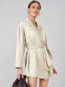 MOTF PREMIUM Váy blazer Thắt lưng - Màu be - Xem 5