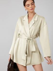 MOTF PREMIUM Váy blazer Thắt lưng - Màu be - Xem 7