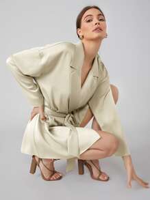 MOTF PREMIUM Váy blazer Thắt lưng - Màu be - Xem 8