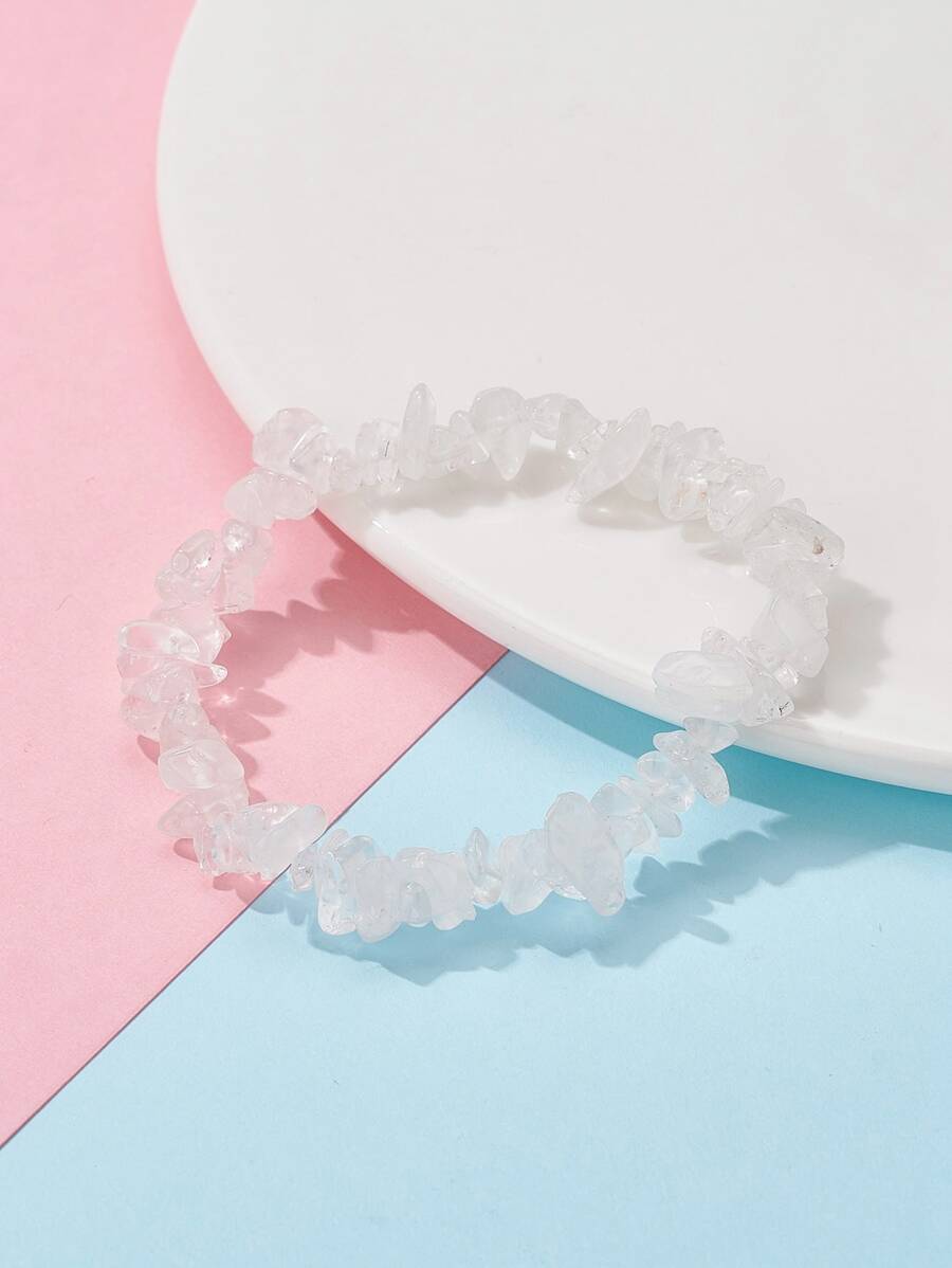 石頭串珠手環 - 白色 - 查看 1