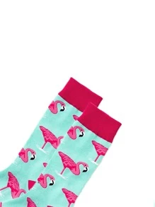 男士火烈鳥圖案中筒襪