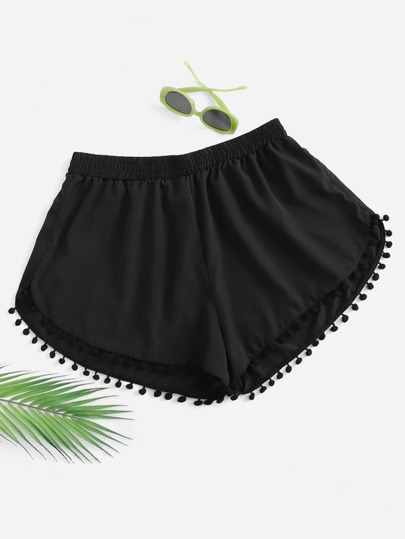 Swim Vcay Plus Pom-Pom Decor Bikini Bottom,Summer Beach