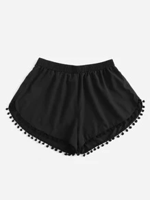 Swim Vcay Plus Pom-Pom Decor Bikini Bottom,Summer Beach - Black - View 4