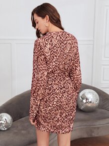 SHEIN Unity Đầm Nút Xù Trọn gói Tất cả trên in Thanh lịch - Nhiều màu - Xem 2