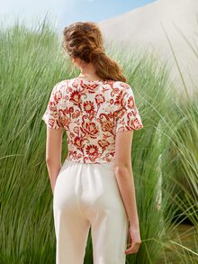 SHEIN 滿版印花短款T恤 - 紅白色 - 查看 4