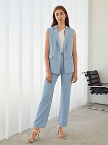 MOTF PREMIUM ZIPPER SIDE TAILORED TROUSERS - Baby Blue - View 1