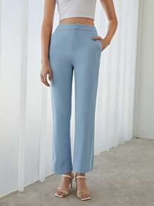 MOTF PREMIUM ZIPPER SIDE TAILORED TROUSERS - Baby Blue - View 7