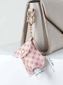 Geometric Graphic Hand Sanitizer Bottle Holder Bag Charm - Pink - View 5