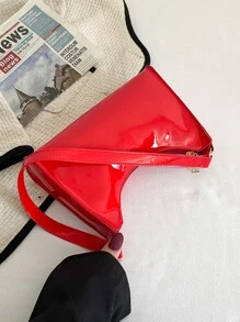 女士蕾丝蝴蝶新月形单肩包 - 紅色 - 查看 4