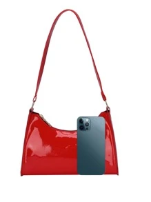 女士蕾丝蝴蝶新月形单肩包 - 紅色 - 查看 8