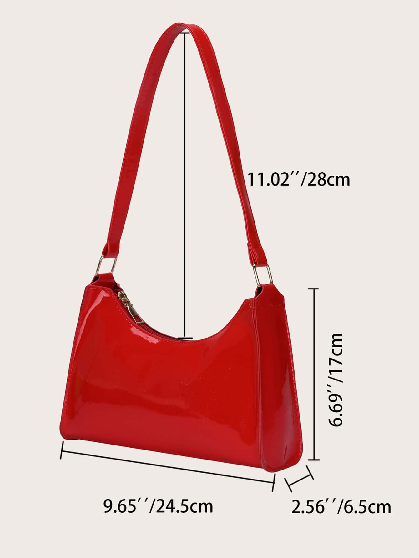 女士蕾丝蝴蝶新月形单肩包 - 紅色 - 查看 8