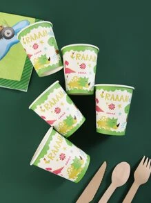 10 chiếc cốc giấy dùng một lần, cốc dùng một lần in hình khủng long dễ thương cho bữa tiệc - Nhiều màu - Xem 2