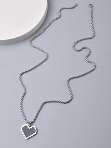 Vòng cổ trái tim quyến rũ dành cho nam giới thời trang và phổ biến bằng thép không gỉ để làm quà tặng trang sức và cho vẻ ngoài sành điệu - màu đen - Xem 1