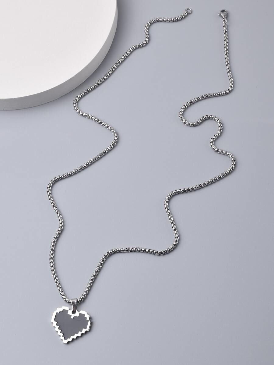 Vòng cổ trái tim quyến rũ dành cho nam giới thời trang và phổ biến bằng thép không gỉ để làm quà tặng trang sức và cho vẻ ngoài sành điệu - màu đen - Xem 1