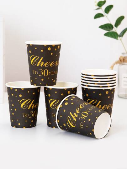 10pcs Letter Graphic Disposable Cup
