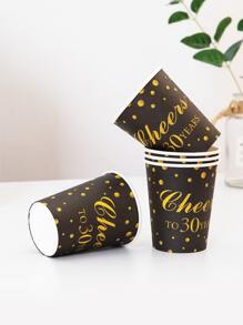 10pcs Letter Graphic Disposable Cup - Multicolor - View 2