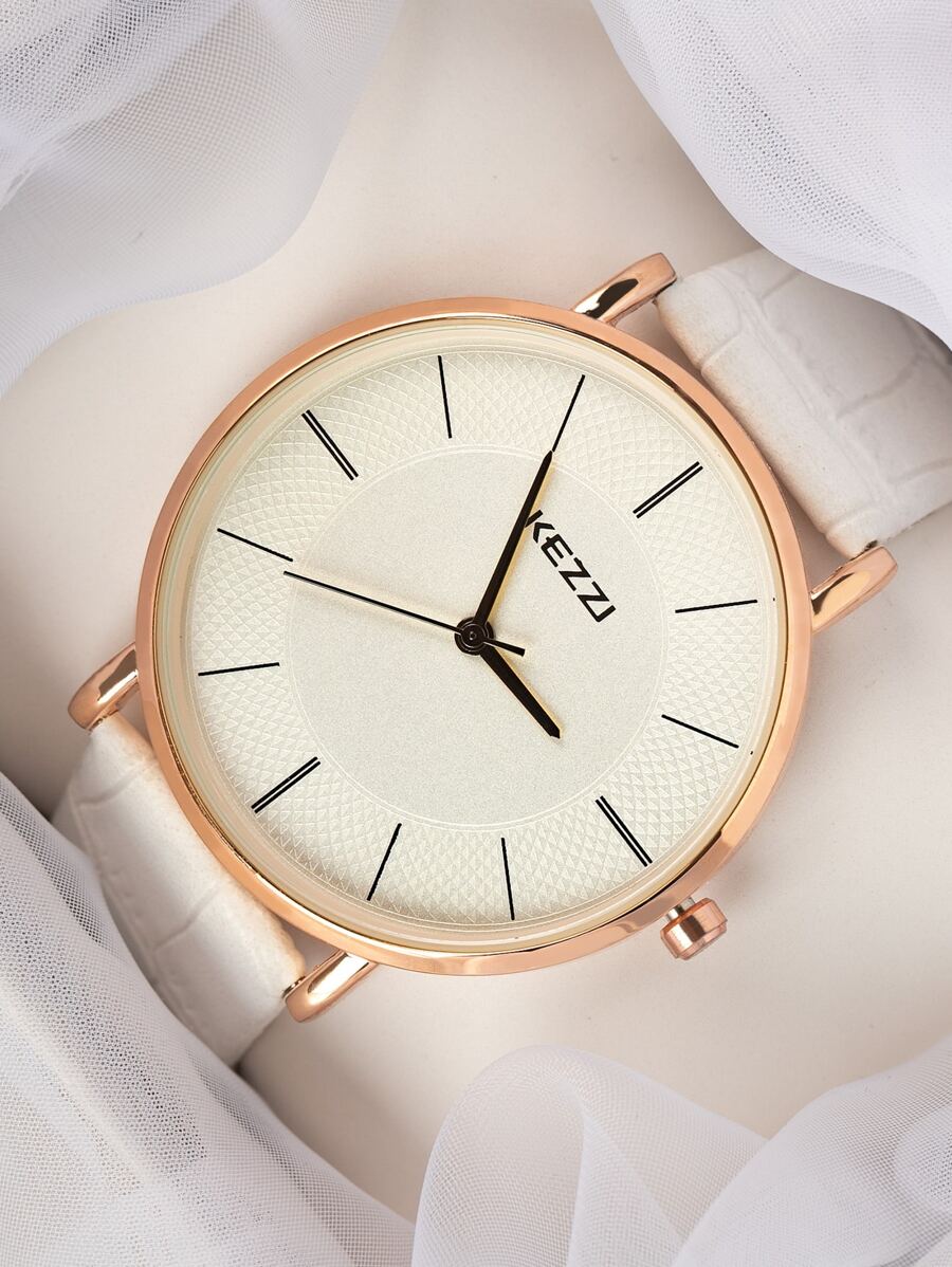 KEZZI Đồng hồ thạch anh tay tròn - trắng - Xem 1