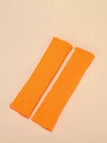 1双女士针织条纹半指手套，适合休闲、派对、夏季、旅行、节日等场合佩戴 - 橘色 - 查看 2