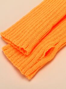 1双女士针织条纹半指手套，适合休闲、派对、夏季、旅行、节日等场合佩戴 - 橘色 - 查看 3