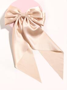 1 kẹp tóc lụa satin nơ, đồ đội đầu hàng ngày - Màu be - Xem 3