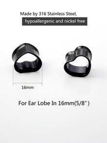Expansor de oído con diseño de corazón - Negro - Ver 3