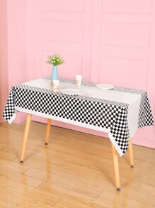 Khăn trải bàn dùng một lần in 1pc kẻ sọc - Đen và trắng - Xem 1