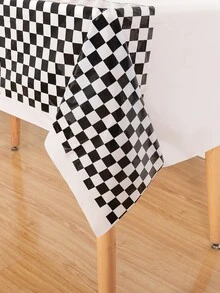 Khăn trải bàn dùng một lần in 1pc kẻ sọc - Đen và trắng - Xem 2