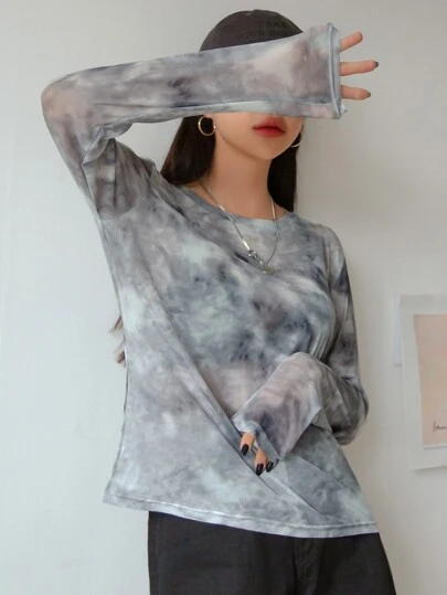 DAZY 絞り染め メッシュ トップス ブラなしの画像