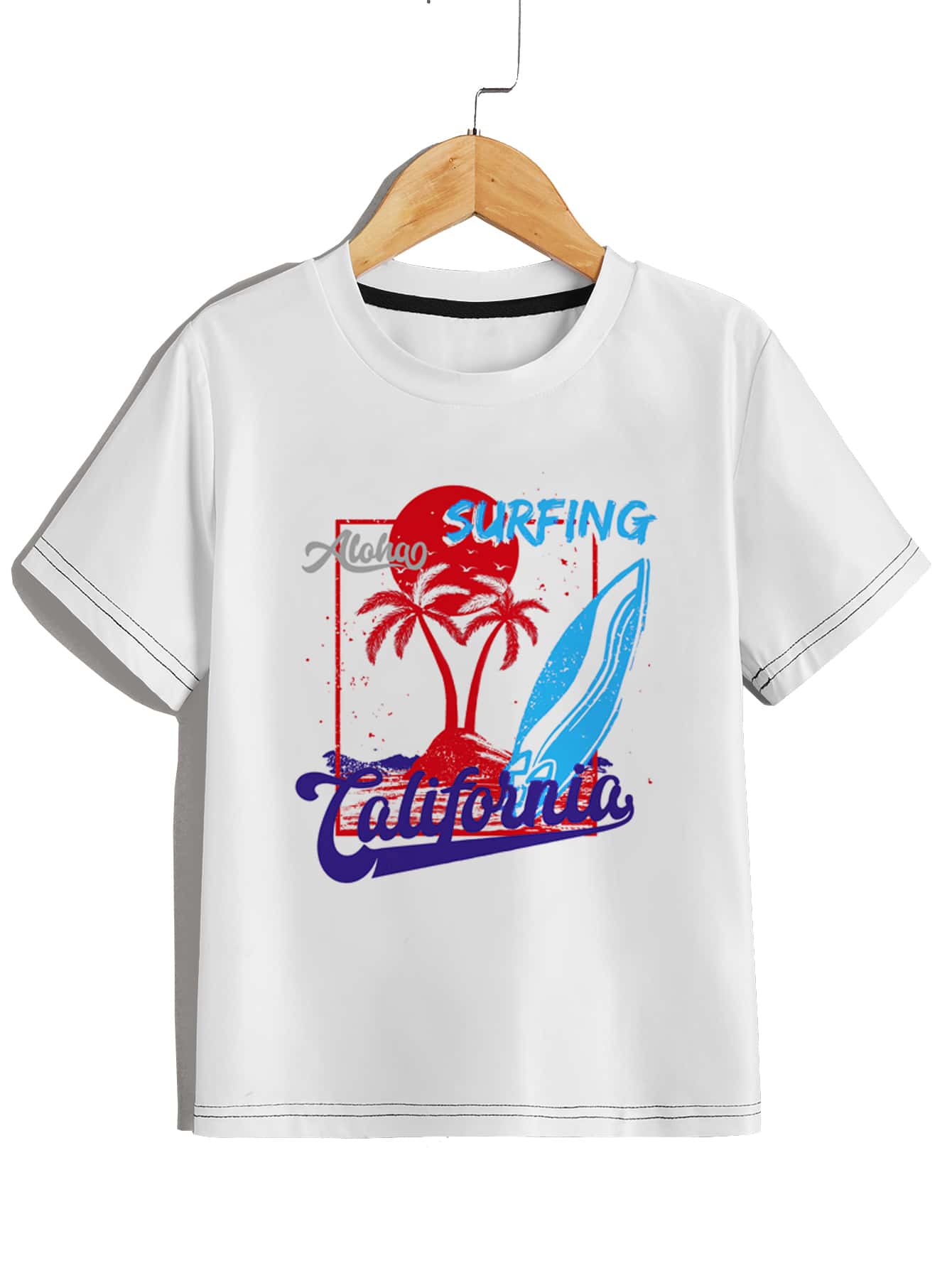 Boys Palm Tree & Letter Graphic Tee - White - View 1