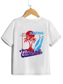 Boys Palm Tree & Letter Graphic Tee - White - View 2