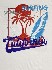 Boys Palm Tree & Letter Graphic Tee - White - View 3