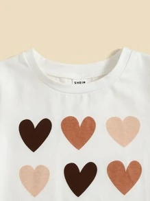 SHEIN Tops con gái lớn Tim Giải trí - trắng - Xem 3