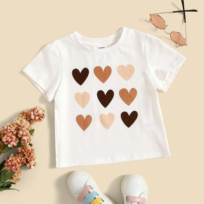 Toddler Girls Heart Print Tee