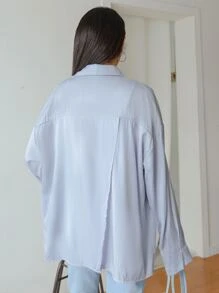 DAZY 落肩纽扣前开衫 秋季上衣 长袖上衣 - 淺藍色 - 查看 6