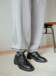 DAZY 字母贴片细节束腰运动长裤 - 淺灰色 - 查看 8