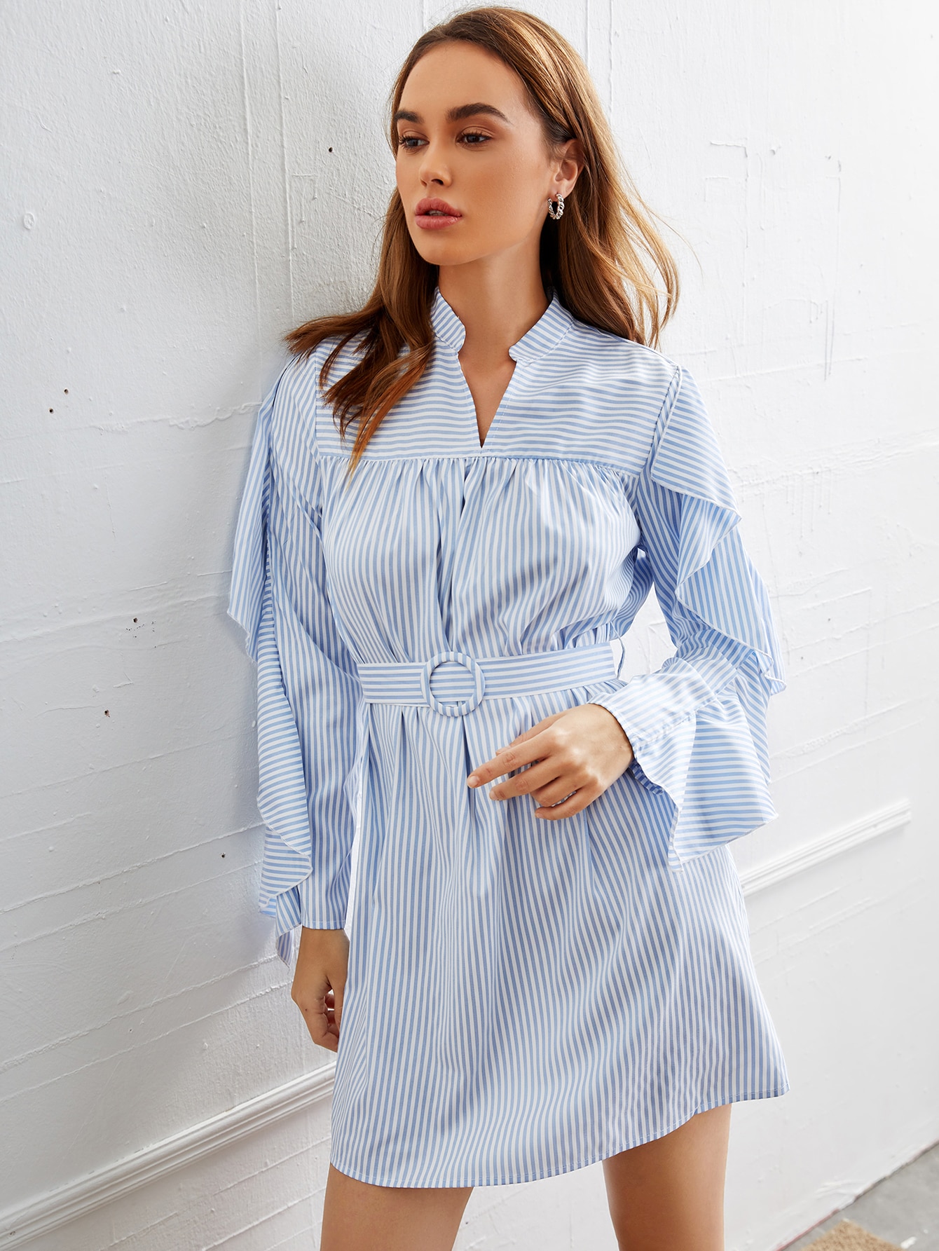 shein blue striped dress