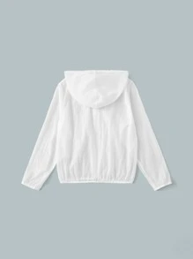 SHEIN 男孩拉鍊開襟連帽半透明夾克 - 白色 - 查看 2