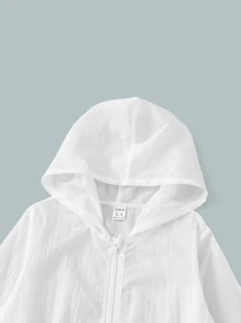 SHEIN 男孩拉鍊開襟連帽半透明夾克 - 白色 - 查看 3